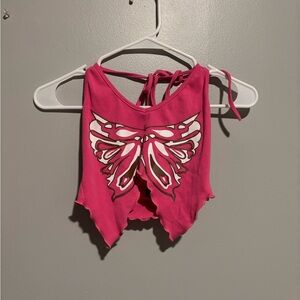Pink Butterfly Halter Top